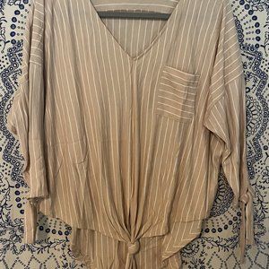 stripped long v neck